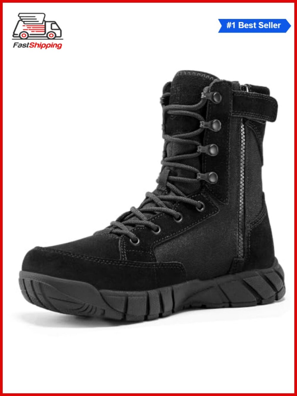 ✨FREE SOLDIER Men's Speed 8" Zip Military Tactical Boot Suede Leather Cordura